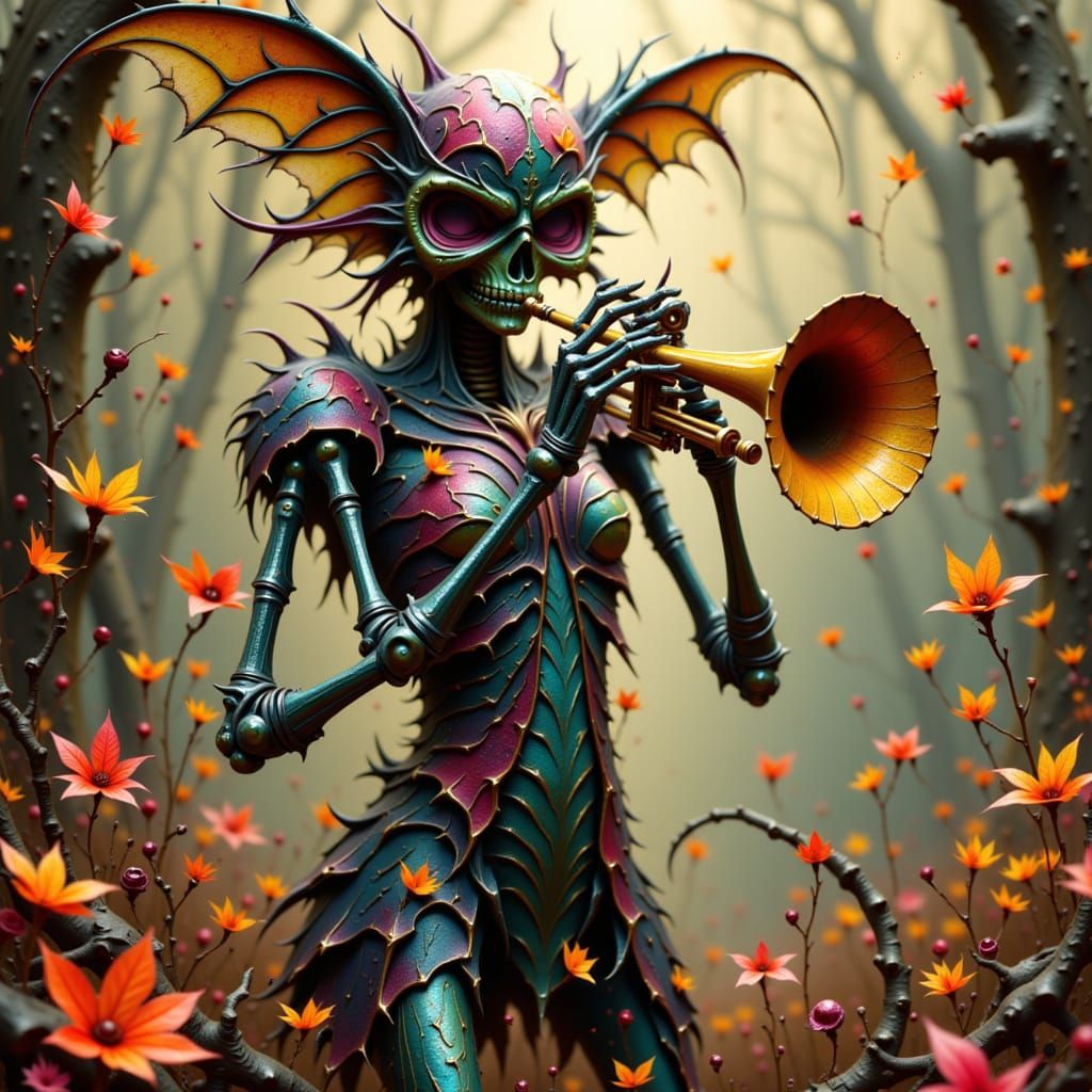 Bone Elemental Trumpeter in Fantasy Art Style