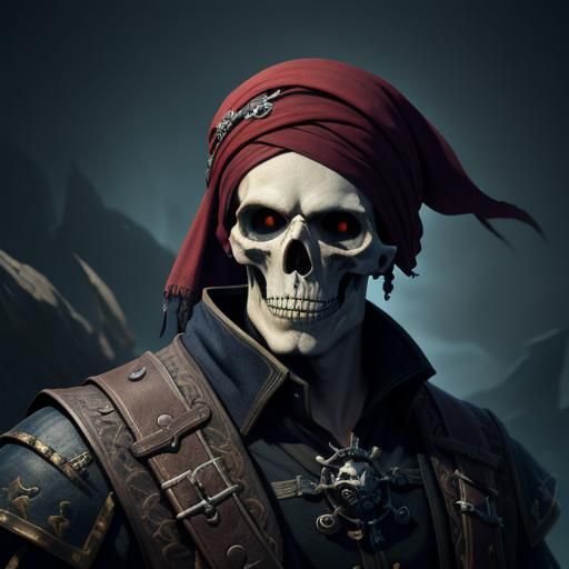 Fantastical Pirate Skullcap in Detailed Matte Painting