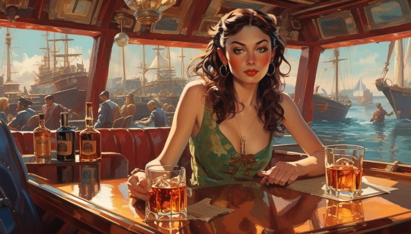 Whiskey Woman in Harbour Town Digital Painting
