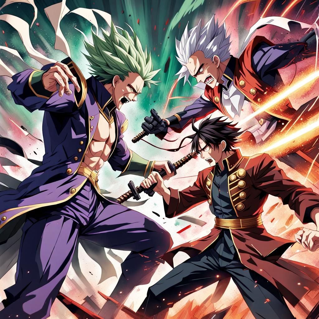 Dynamic illustrations showing intense battles between well-k...