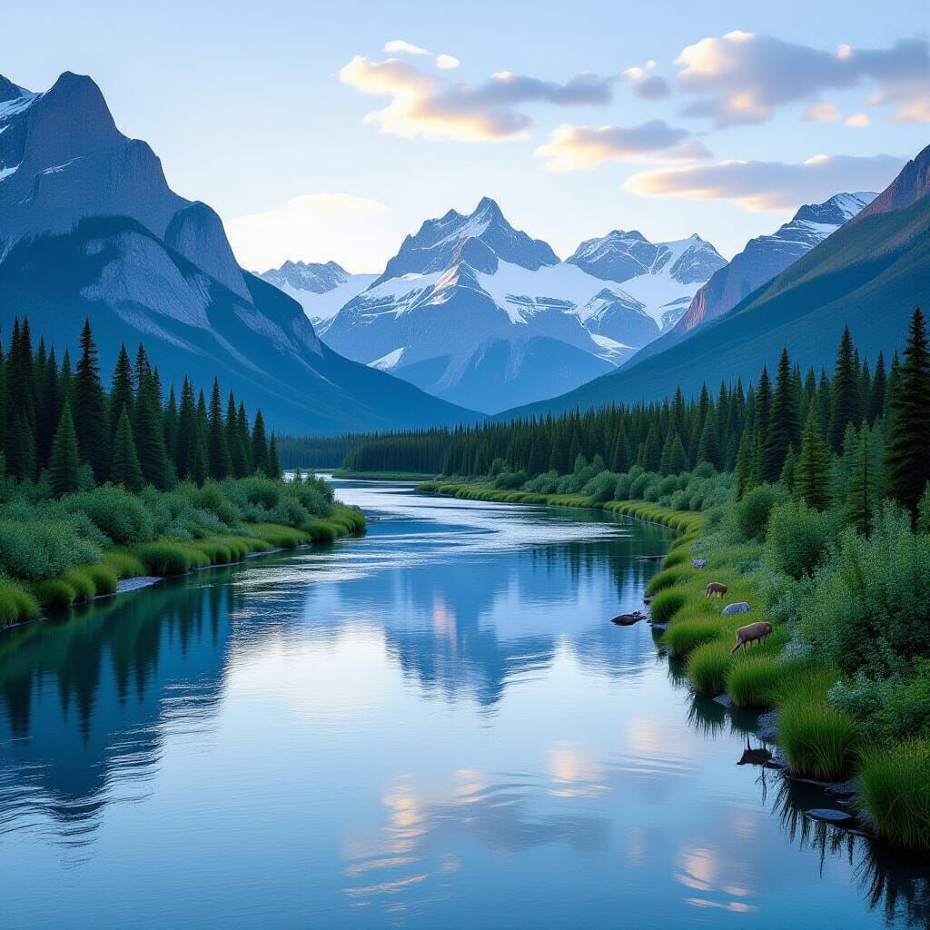 Yukon River Landscape Digital Matte Painting