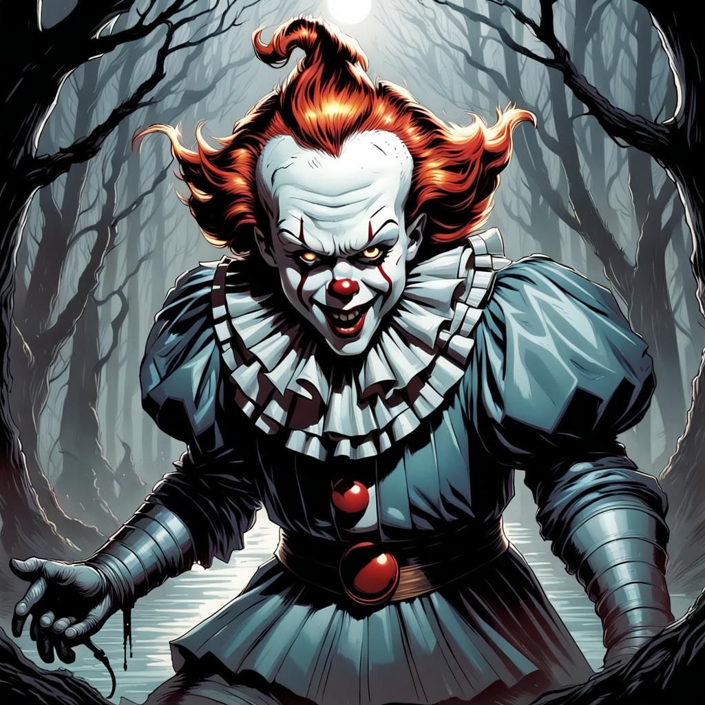 Pennywise Portrait in Comic Book Art Style