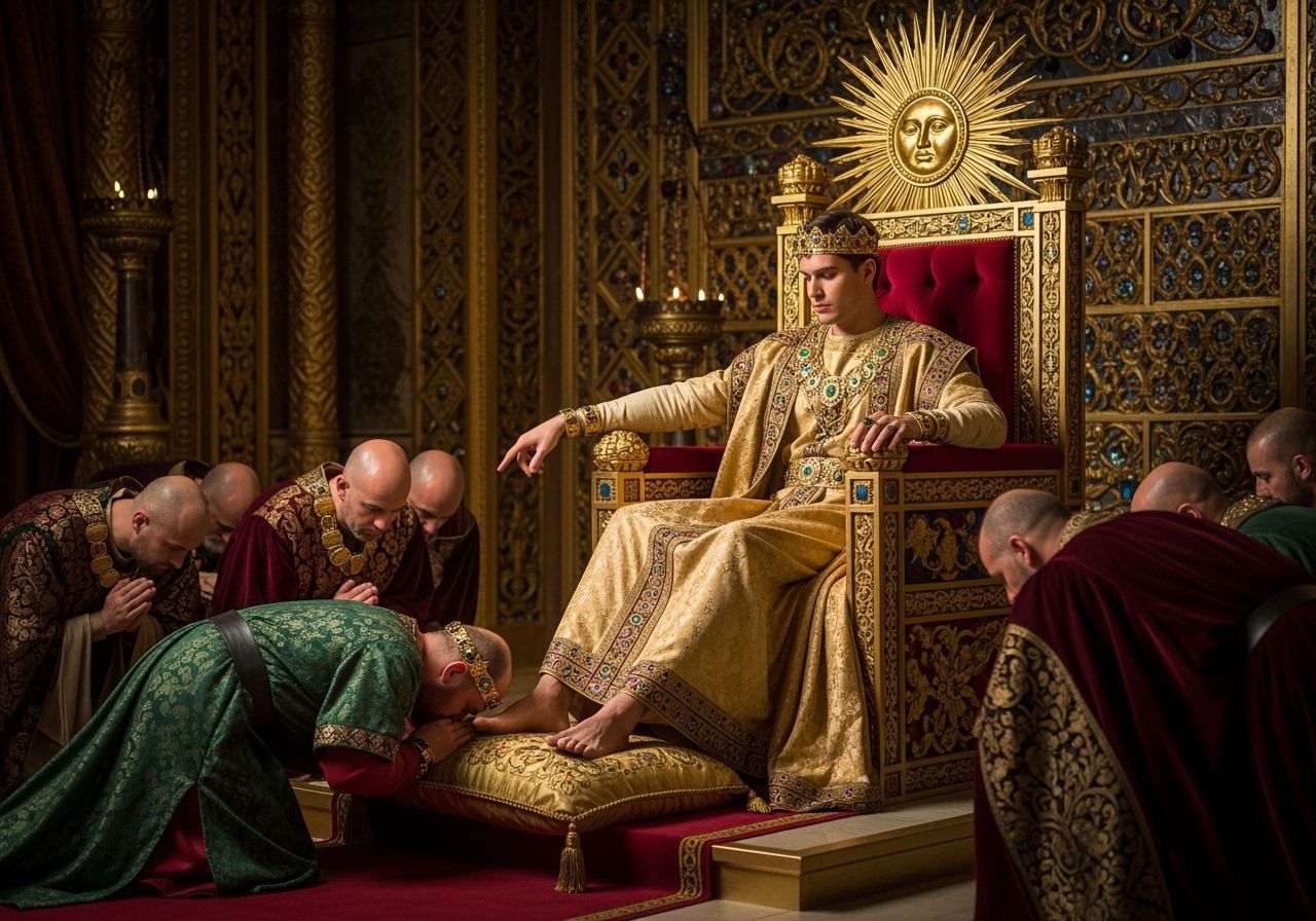 Byzantine Emperor in Opulent Palace