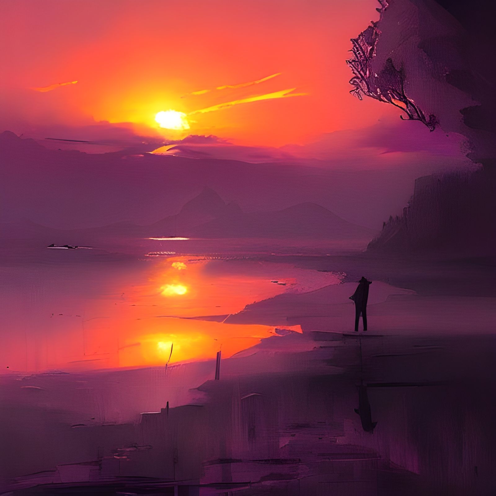 Sinister Purple Sunset Digital Painting