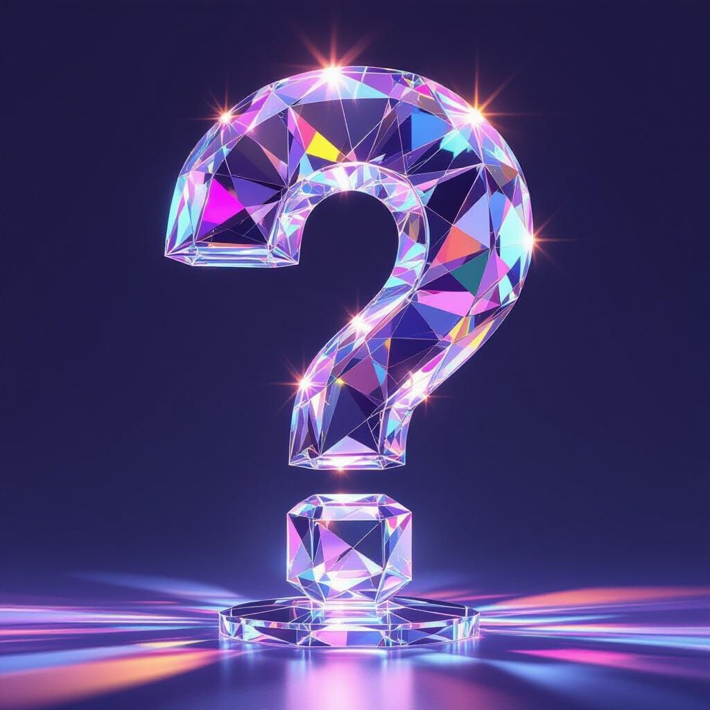 Gigantic Crystal Question Mark with Kaleidoscopic Light