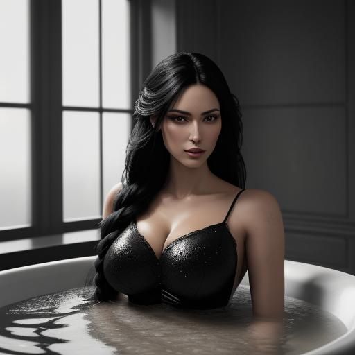 Gorgeous Woman in Bath: Hyperrealistic Digital Art