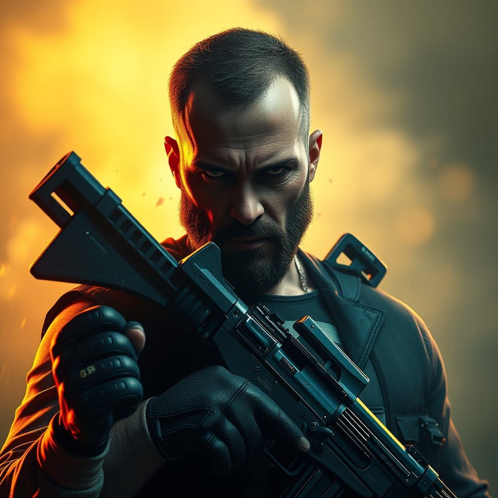 Jason Statham as the Punisher in Cyberpunk Portrait