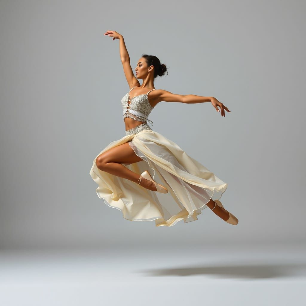 Ballerina in Mid-Air Pose