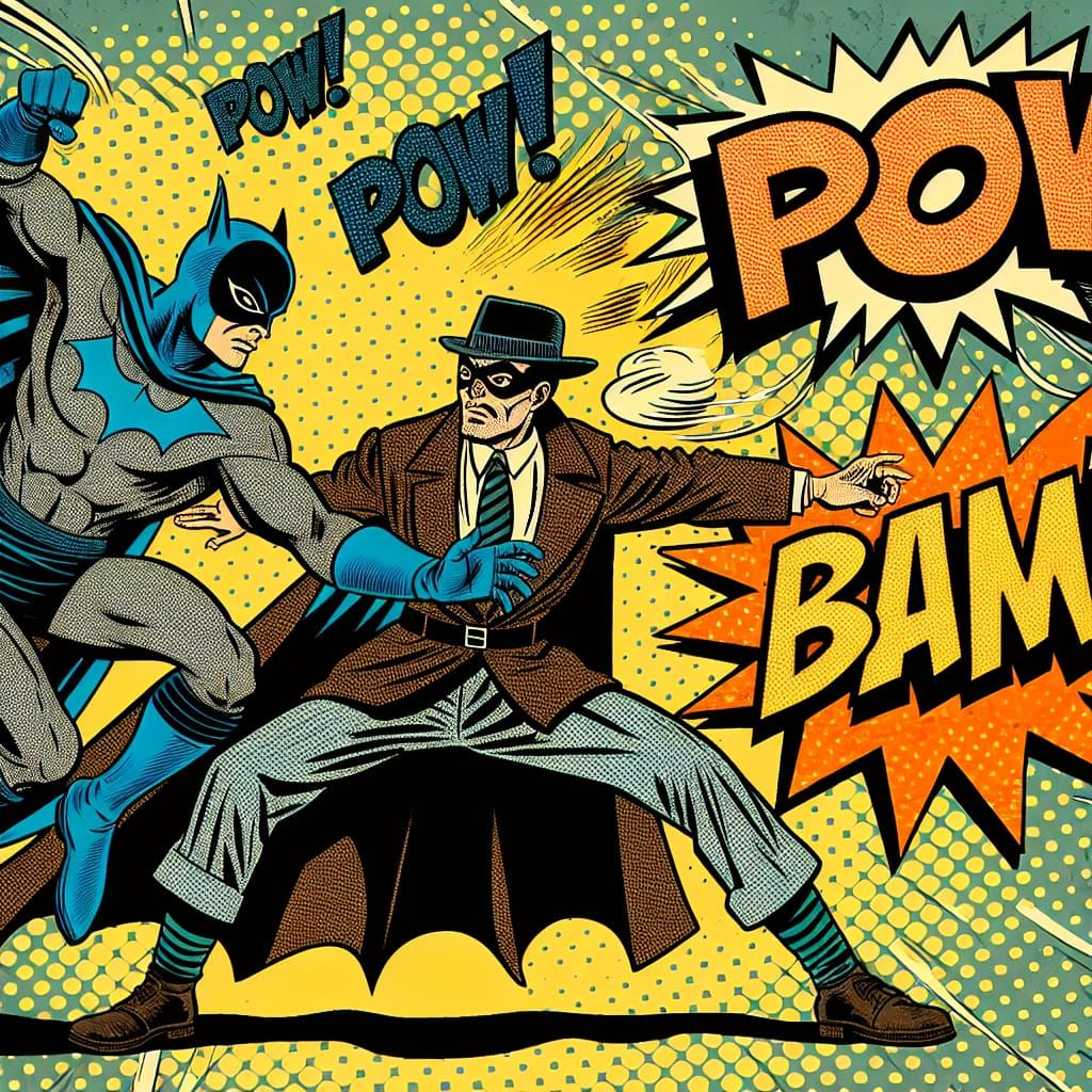 Vigilante Fight in Vintage Comic Book Style