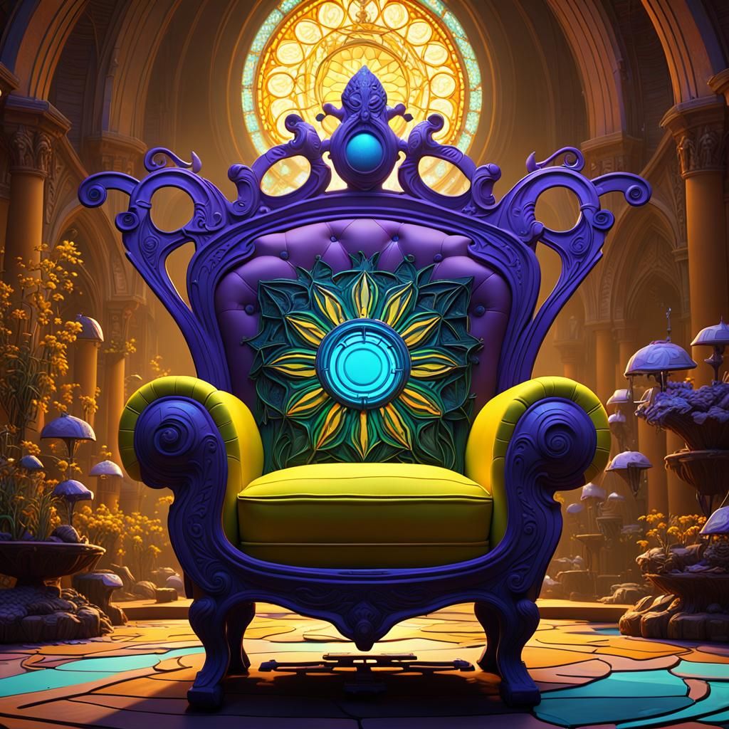 Colorful Modern Chair: Dark Fantasy Concept Art