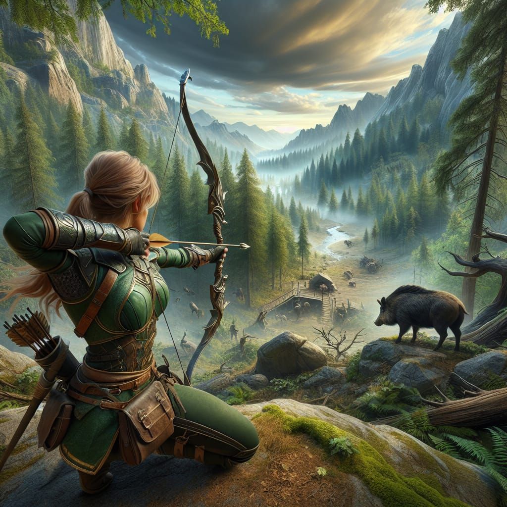 Fantasy Ranger Prepares Shot in Northern Forest