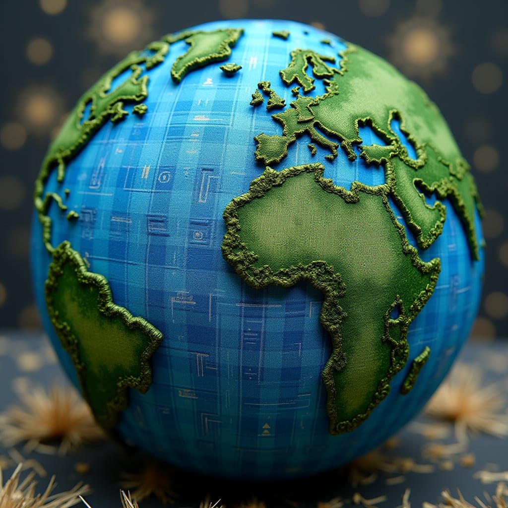Earth in Vibrant Gingham Map Art