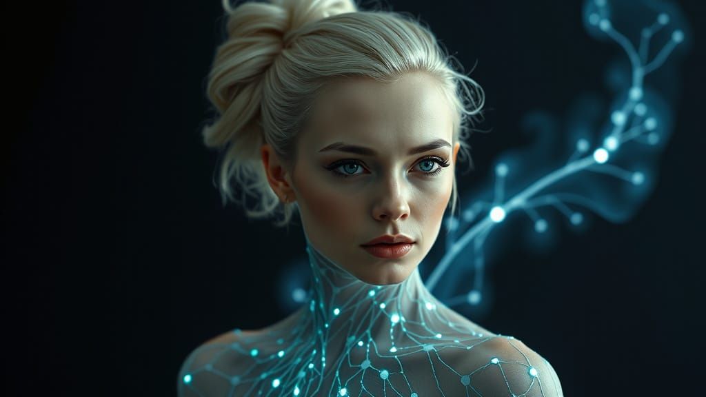 Ethereal Woman with Bio-Organic Dress