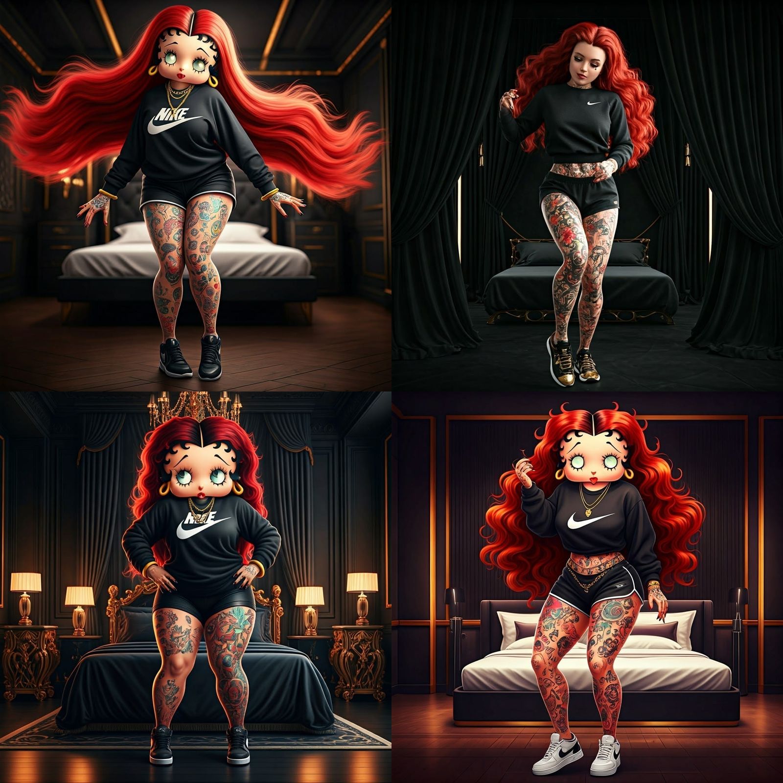 Glossy CGI Portrait of a Thick Betty Boop with Red Hair and ...