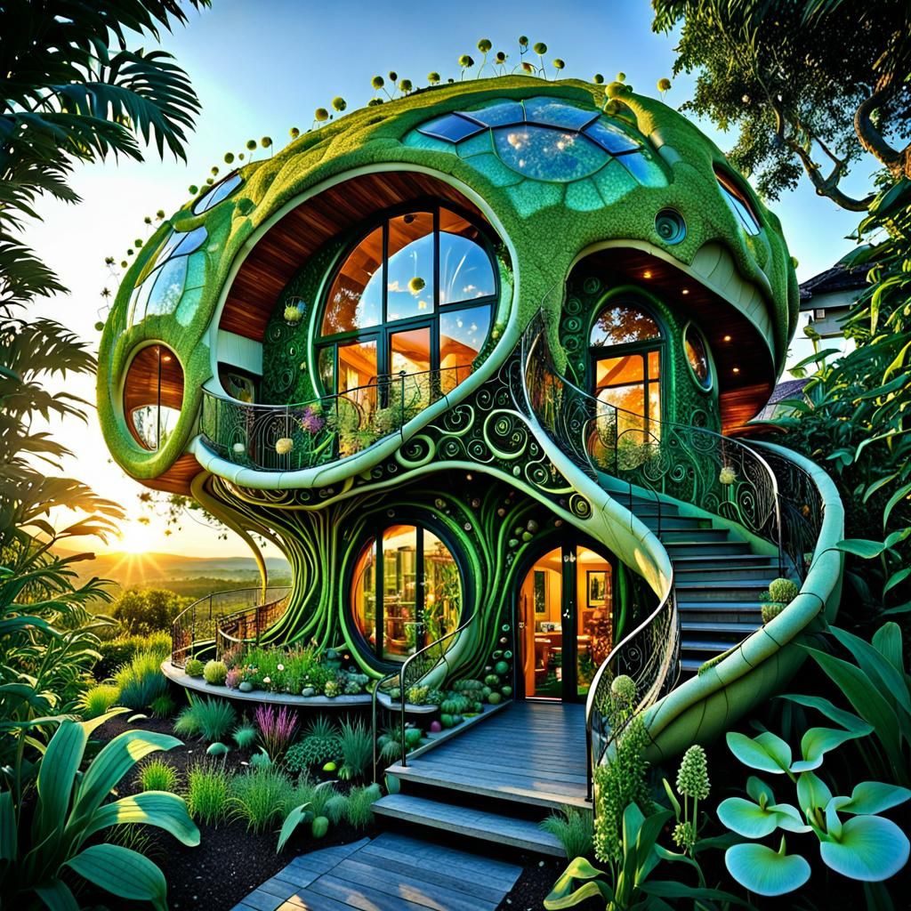 Eco-House and Permaculture Garden: Surreal Digital Art