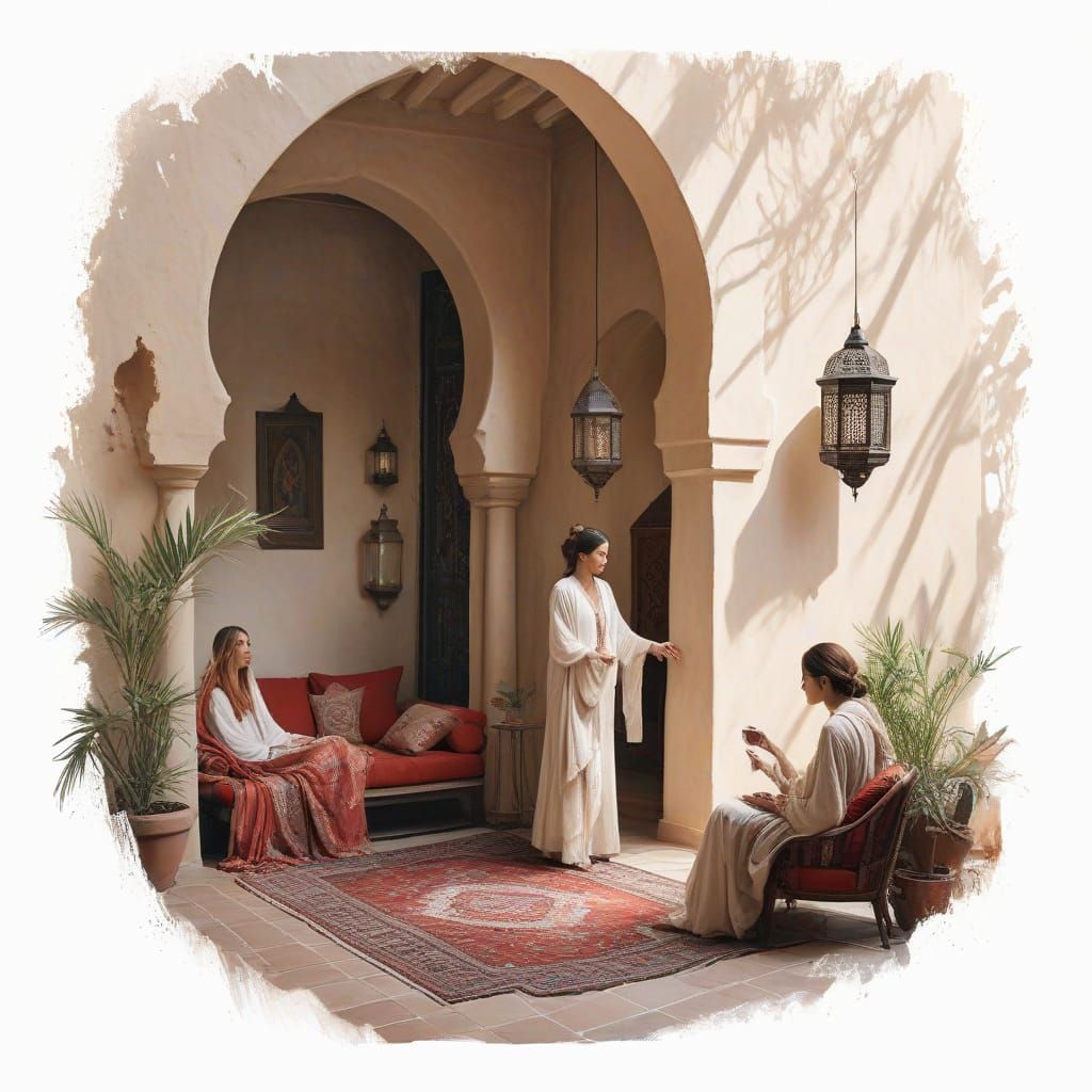 Elegant Moroccan Women in Traditional Attire