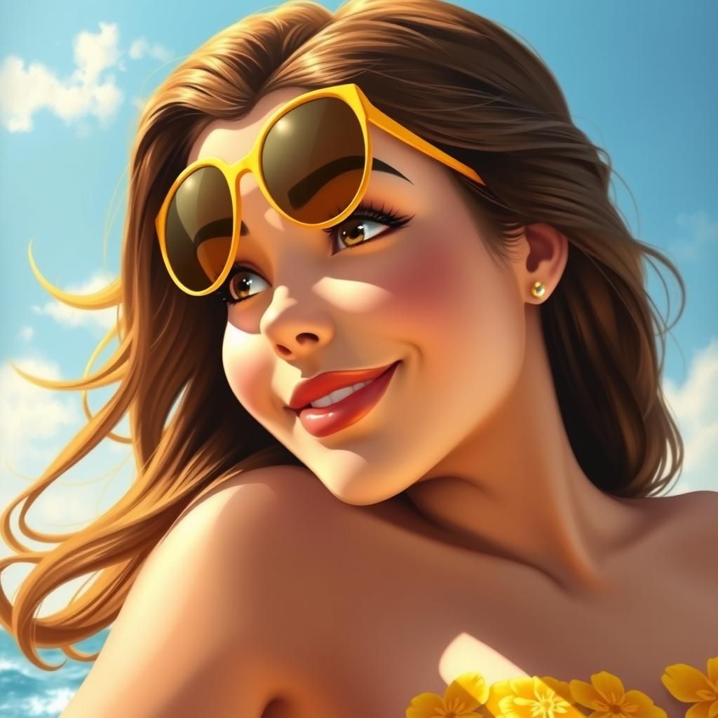 Belle in Flowery Swimsuit: A Summer Portrait