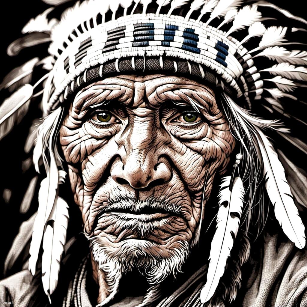 . jefe anciano indio americano