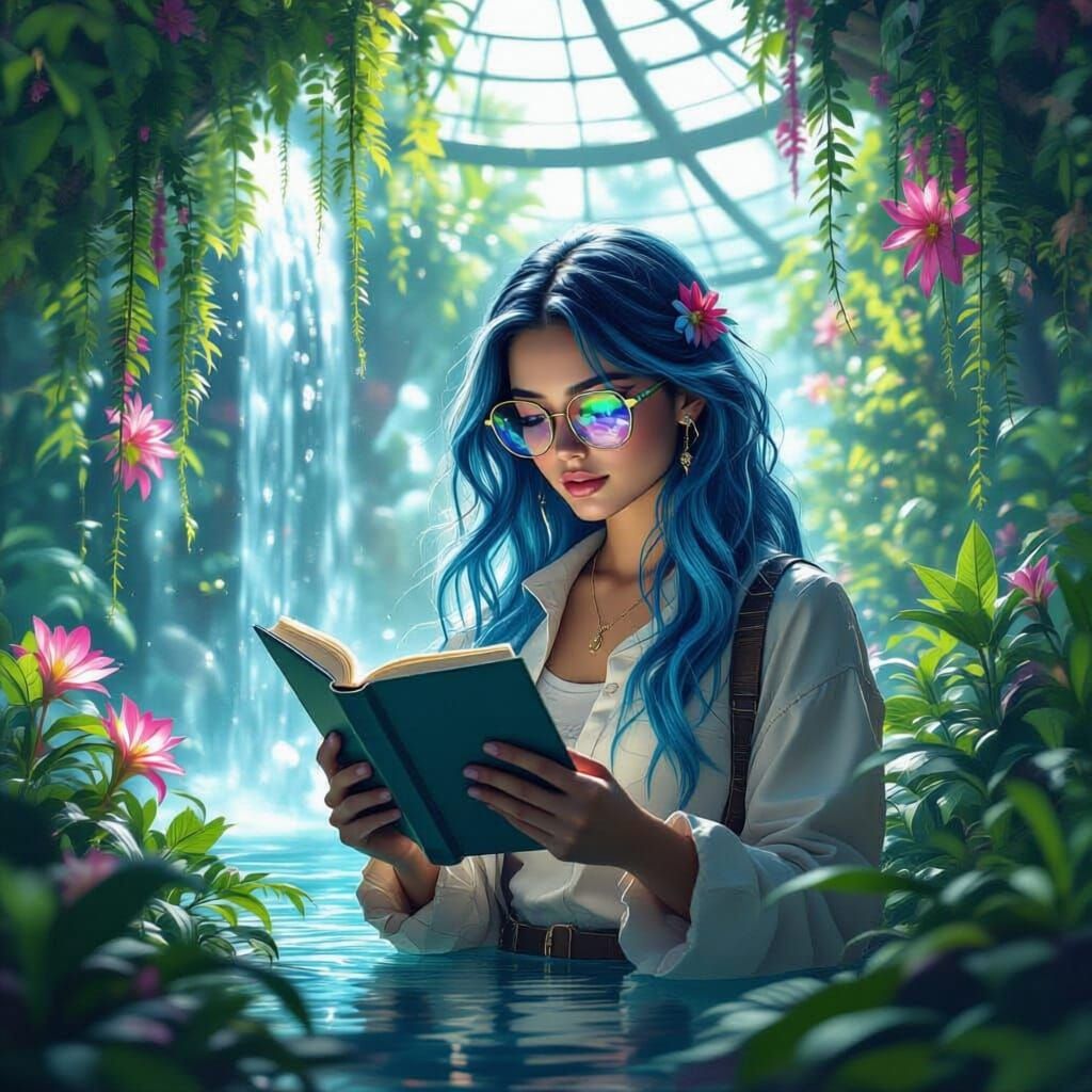 Futuristic Botanical Garden with Glowing Flora