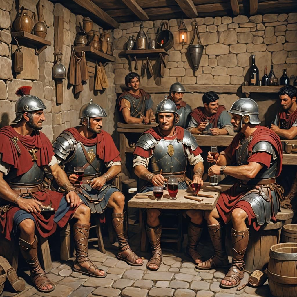 Roman Soldiers in Tavern, Roman Era