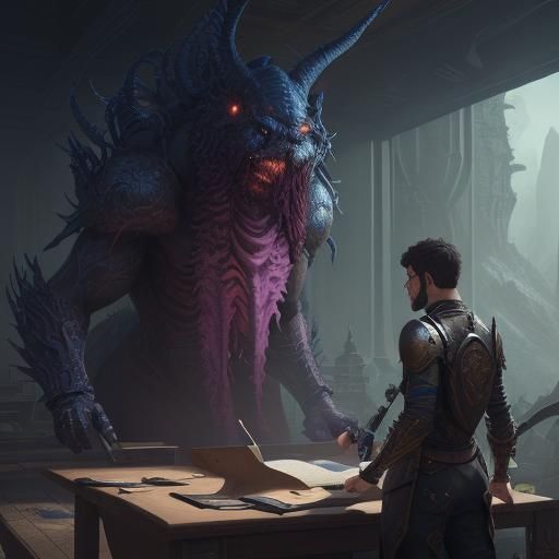 Writer Creating Protagonist: Fantasy Concept Art