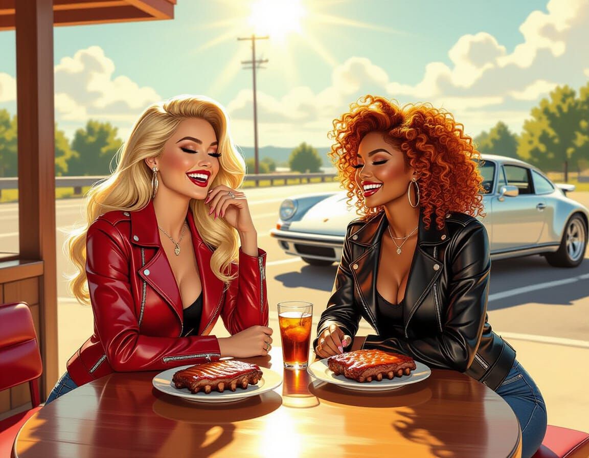 Pinup Models Enjoy BBQ and Porsche