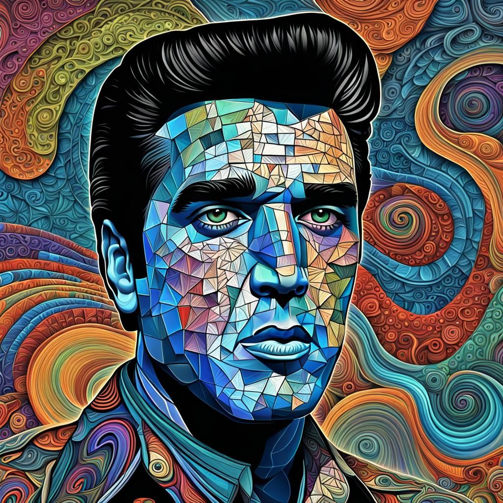 Abstract portrait of Elvis