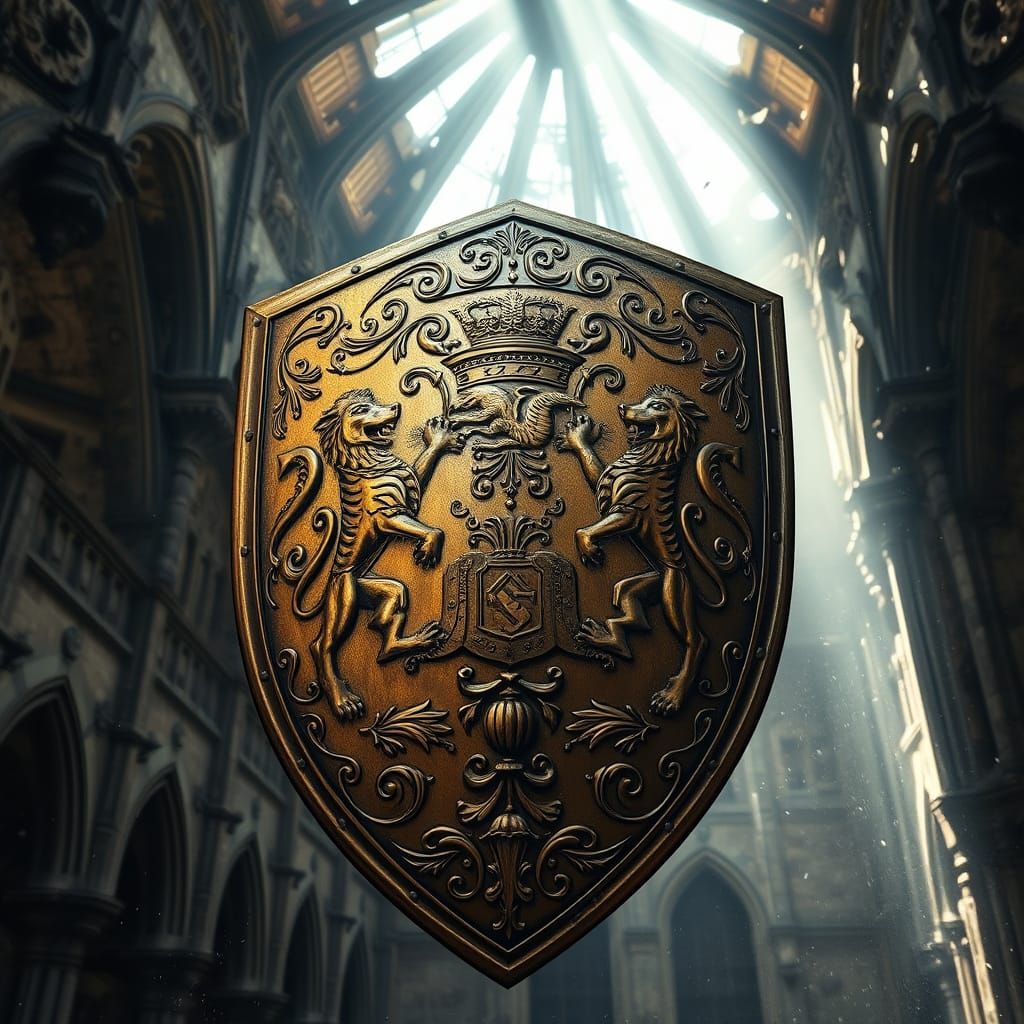 Medieval Knight's Shield in Ancient Cathedral