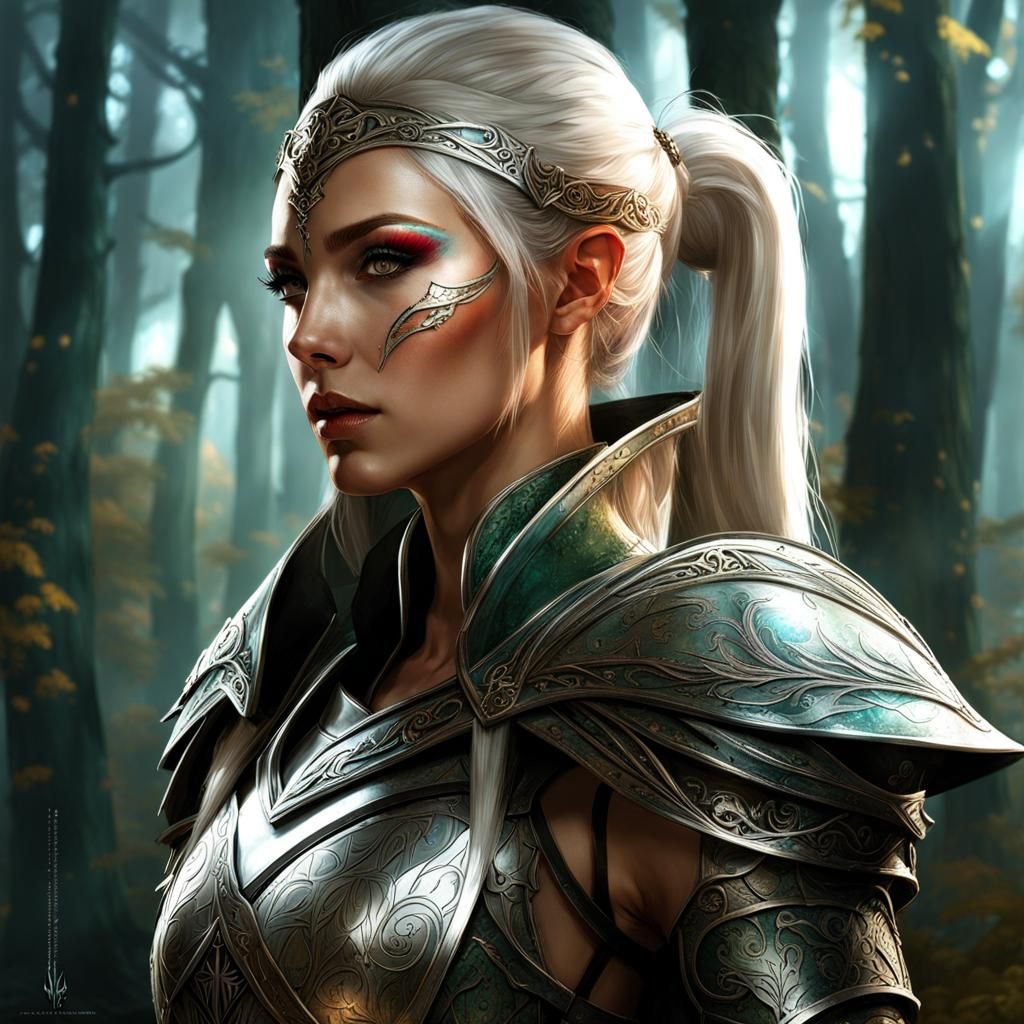 Female Elf Warrior in Glass Armor