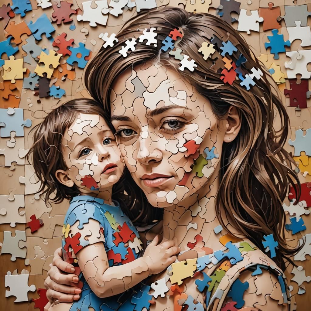Puzzle Piece Mother Giving Herself to Child
