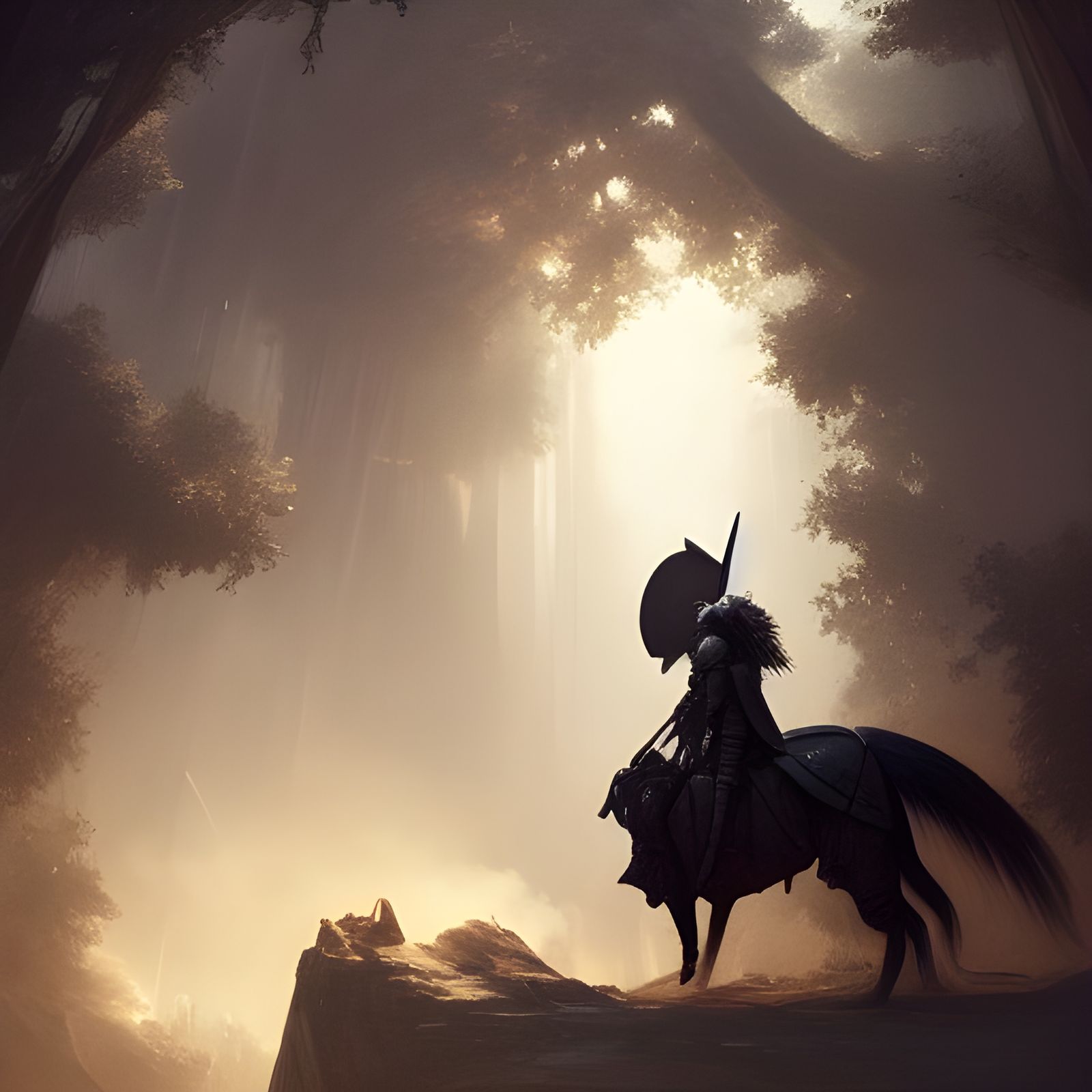 Knight on Giant Anteater, Dark Fantasy Art