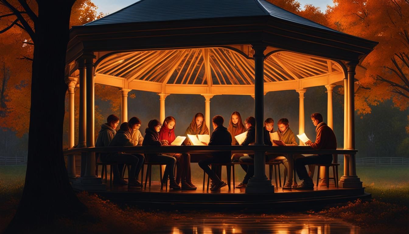 Rainy Autumn Evening: Students Reading Letters