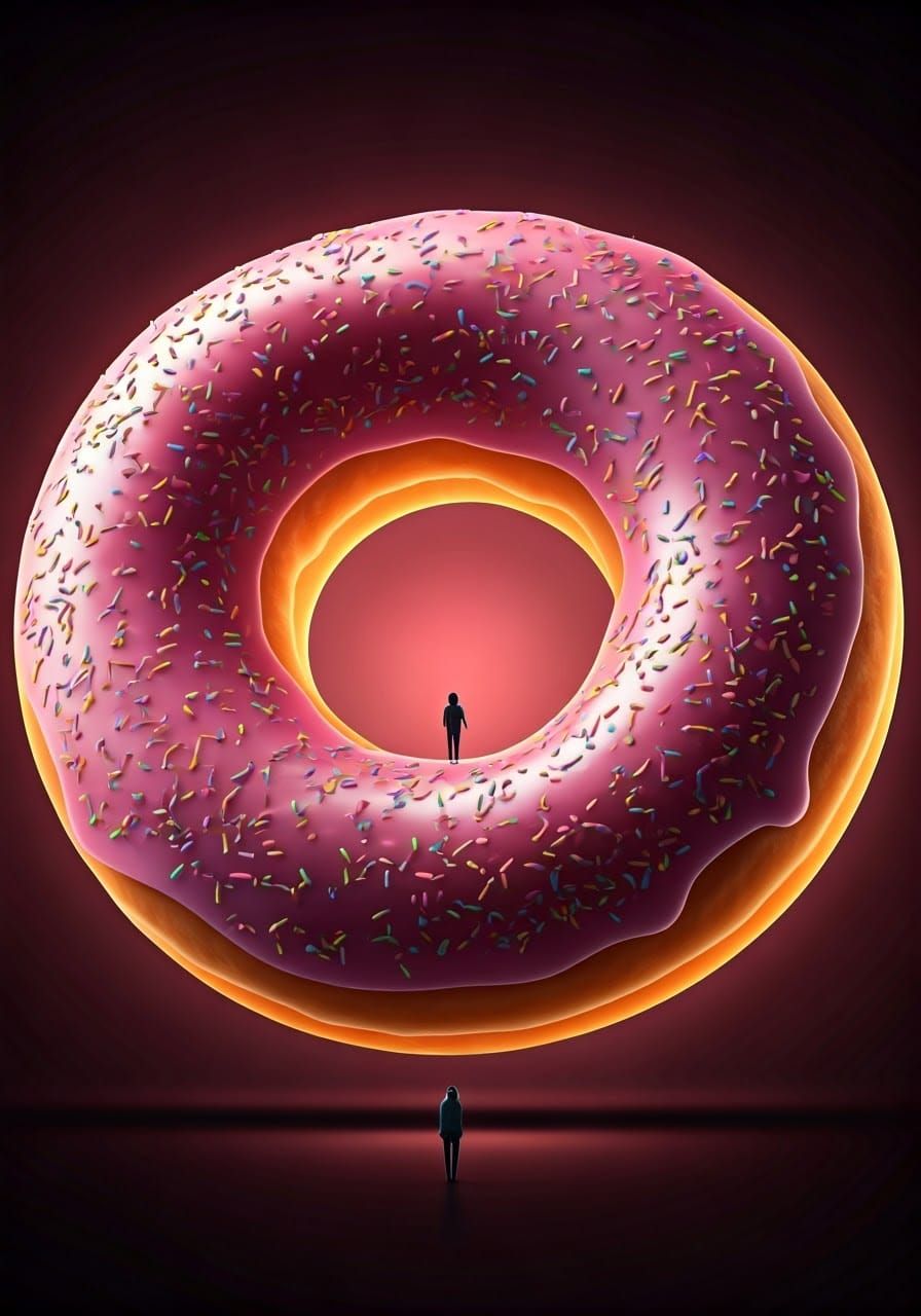 Hyperrealistic Donut with Glowing Center in Futuristic Style