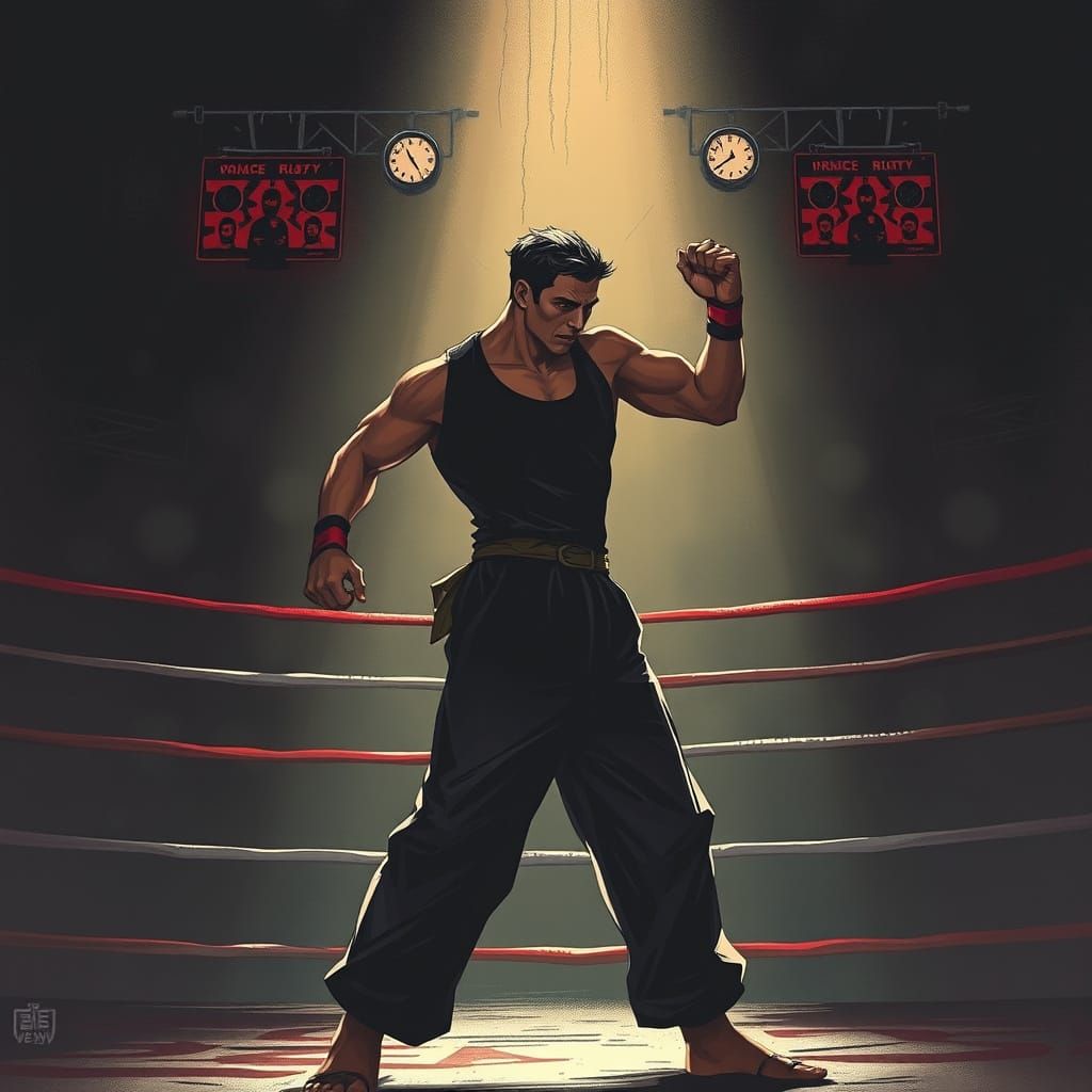 Gritty Underground Fight Scene in Cyberpunk Style