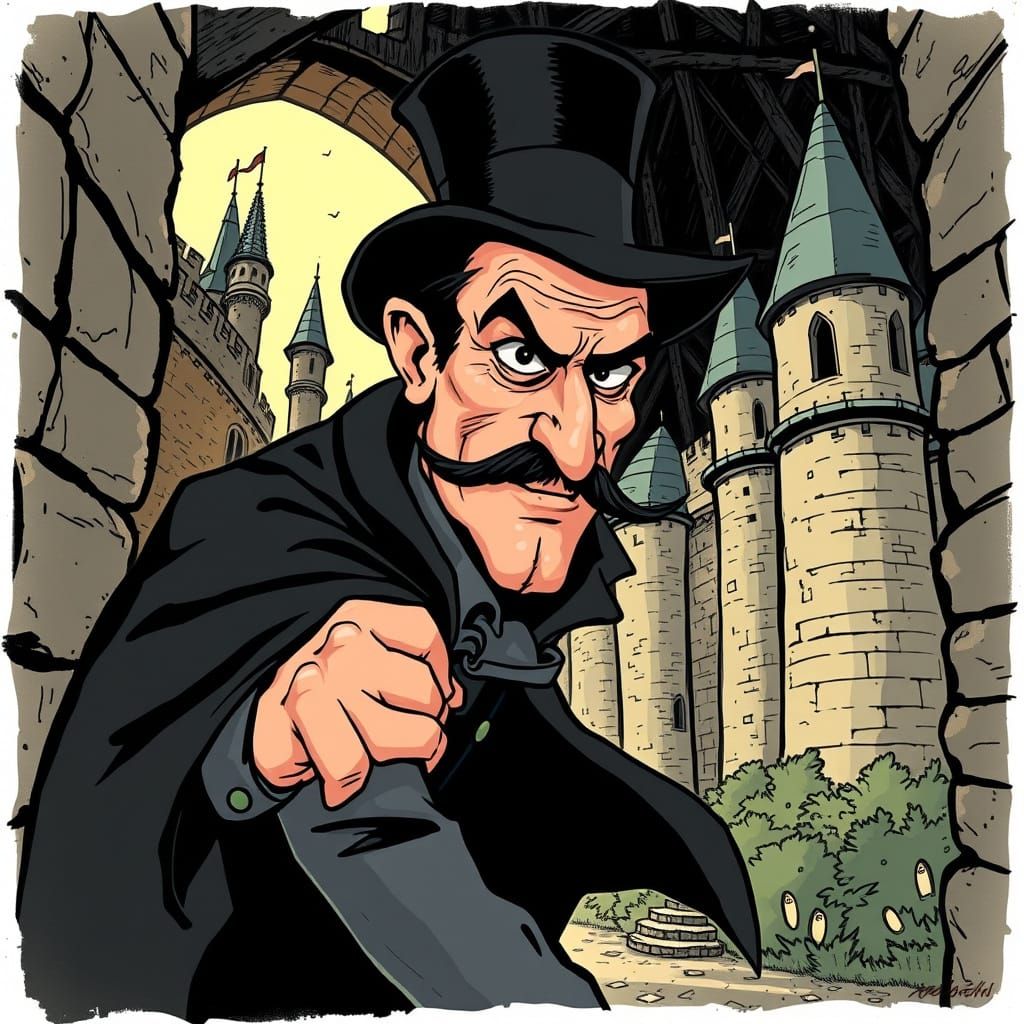 Sneaky French Spy in Whimsical Cartoon Style