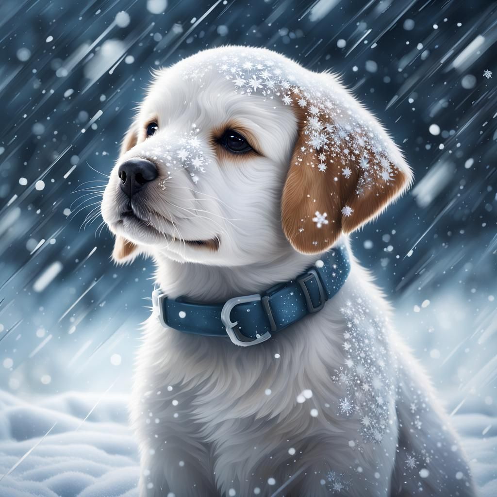Puppy's Delight: A Snowy Day Portrait