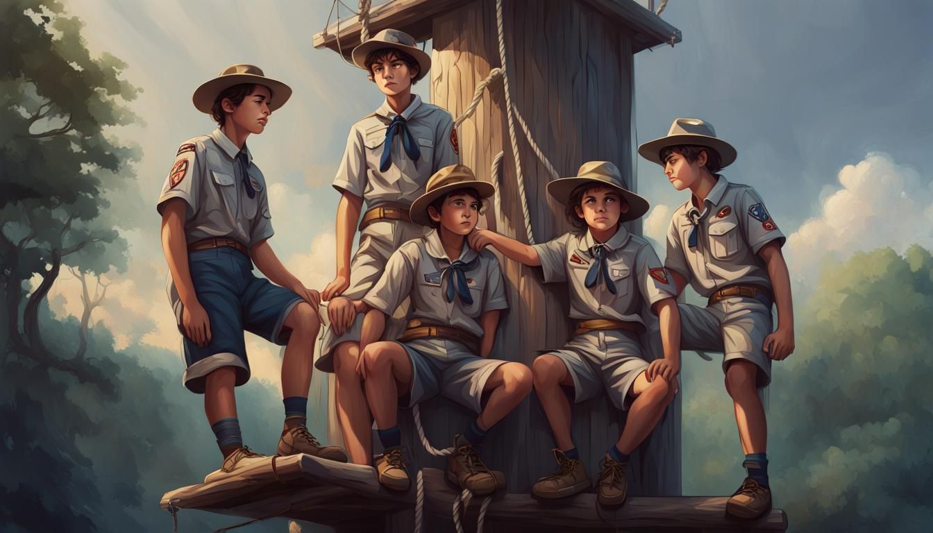 Scouts on a Tower: Hyperrealistic Splash Art