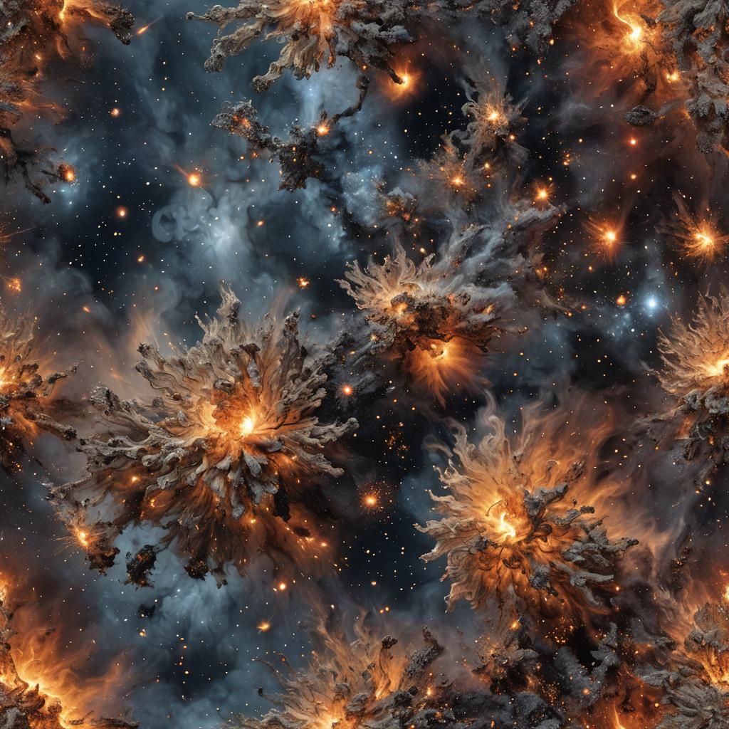 Fiery Ash Galaxy in Detailed 3D Rendering