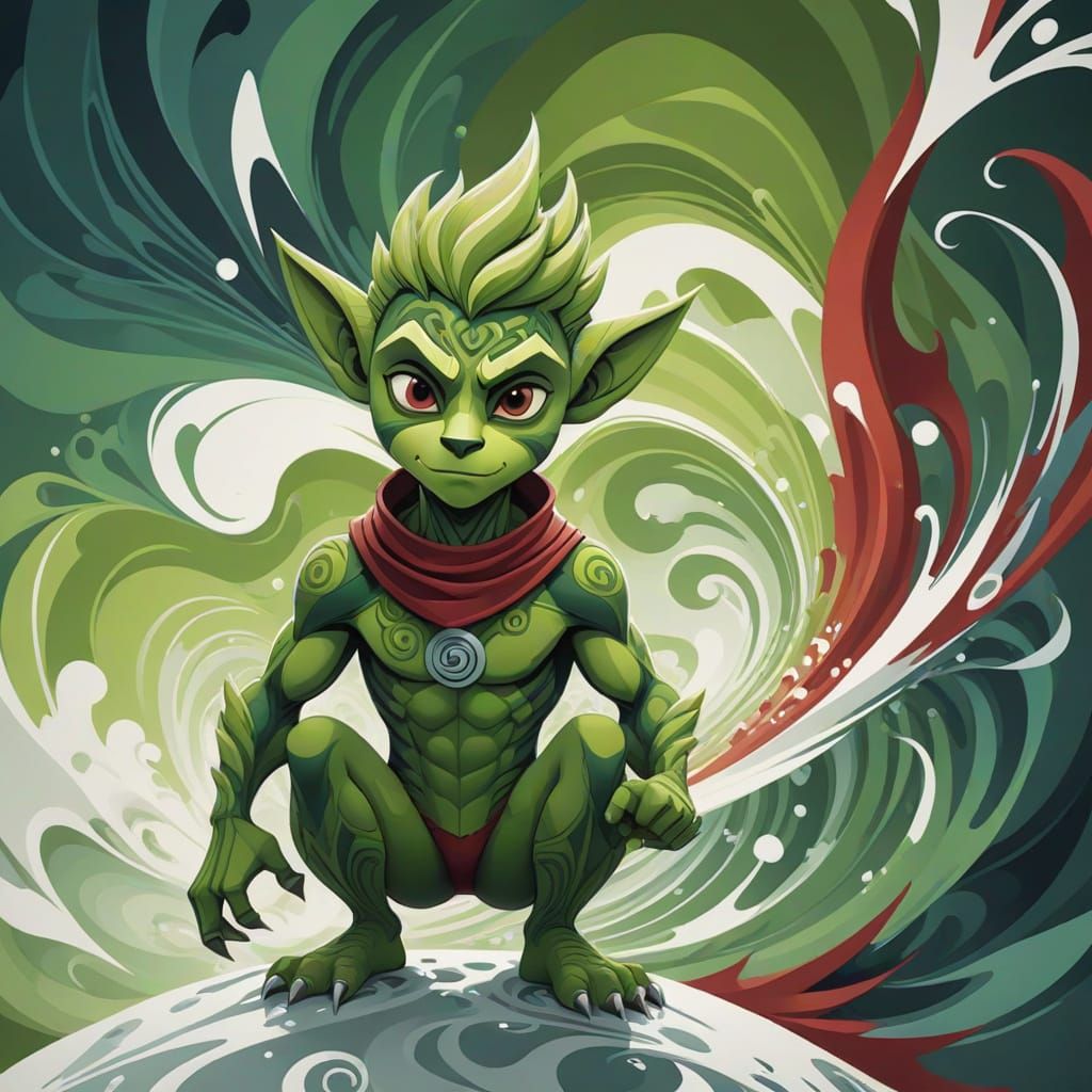 Beast Boy Abstract Vector Fractal Gouache Painting