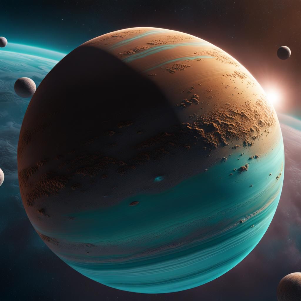 Detailed Close-Up of Uranus as Matte Painting