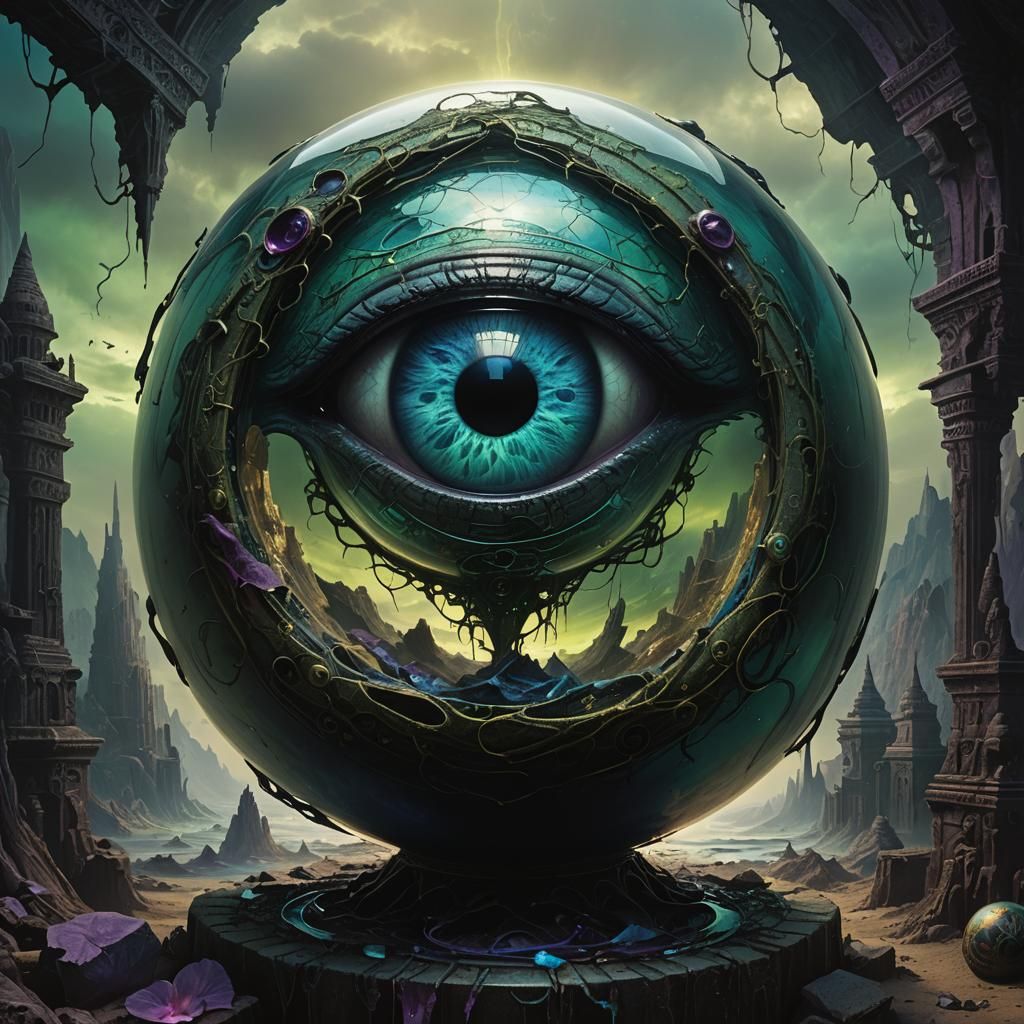 Ethereal Eyeball of Osiris Trapped in a Glass Orb