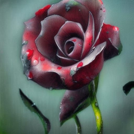 Rainy Day Flower in Abstract Surrealist Style