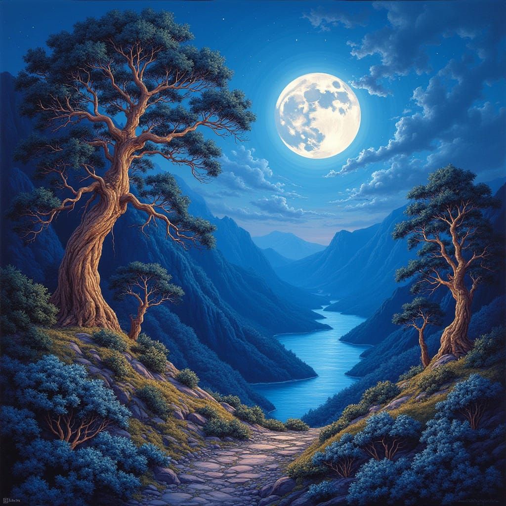 Luxurious Fantasy Landscape in Detailed Brushwork