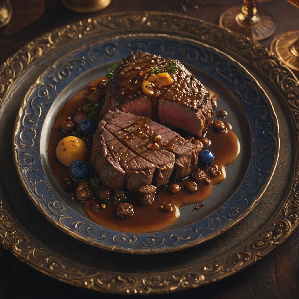 Ornate Steak Tenderloin with Gravy: Fantasy Matte Painting