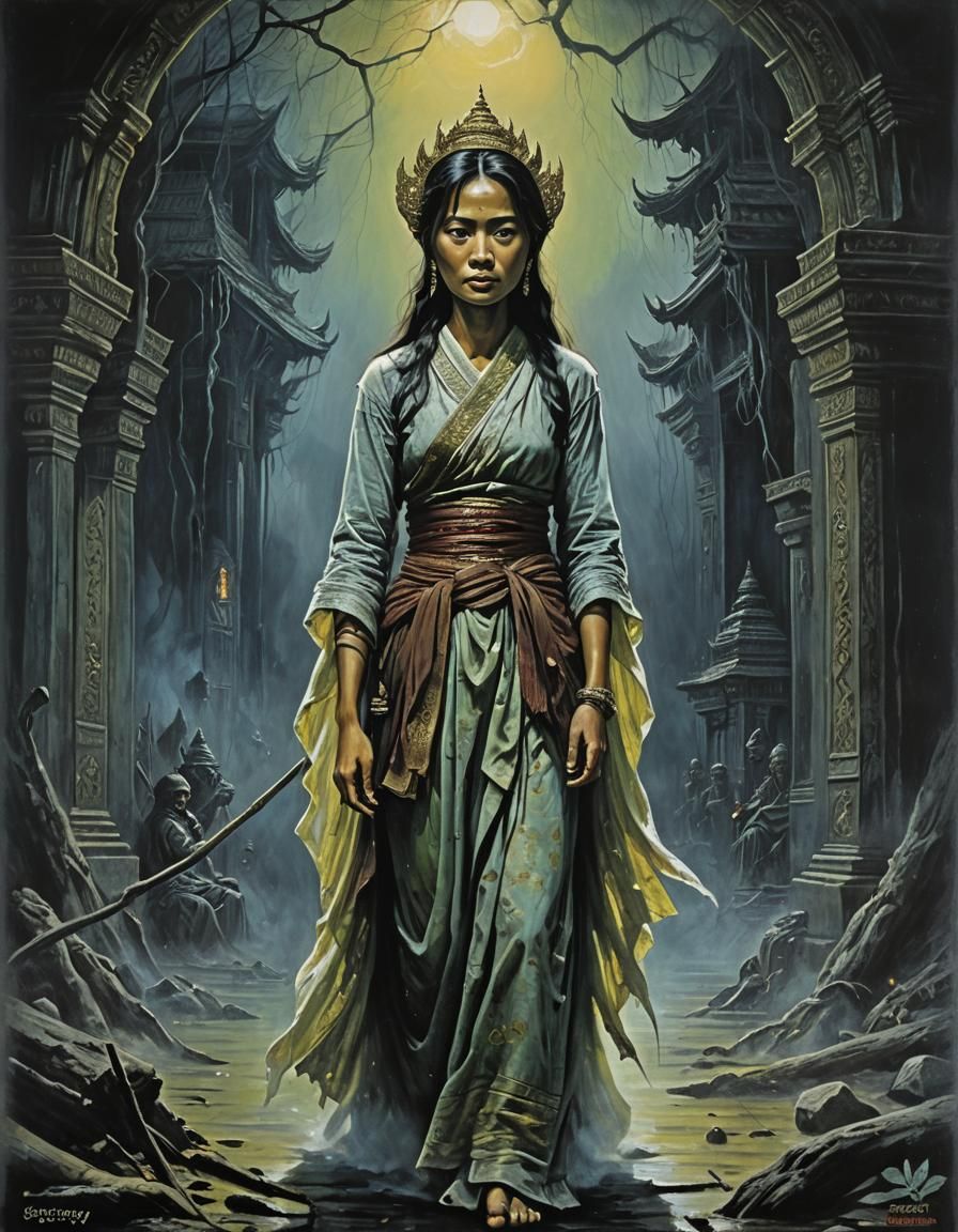 Thai Ghost Movie Poster in Oil Paint Style