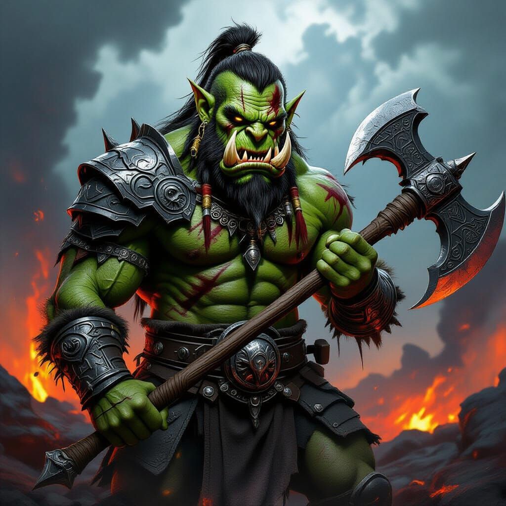 Fierce Orc Avatar in Dark Fantasy Style