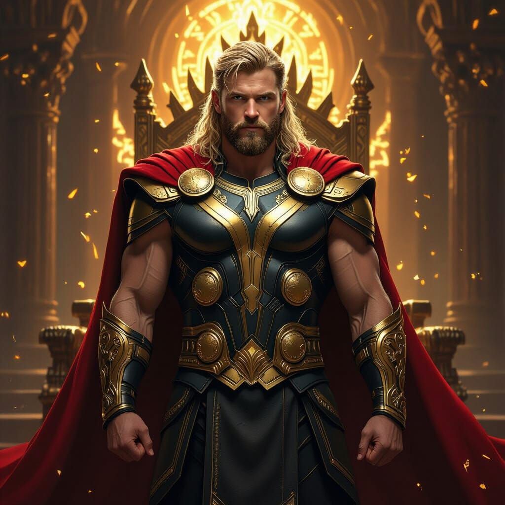 Thor God of Thunder in Baroque Hyperrealism