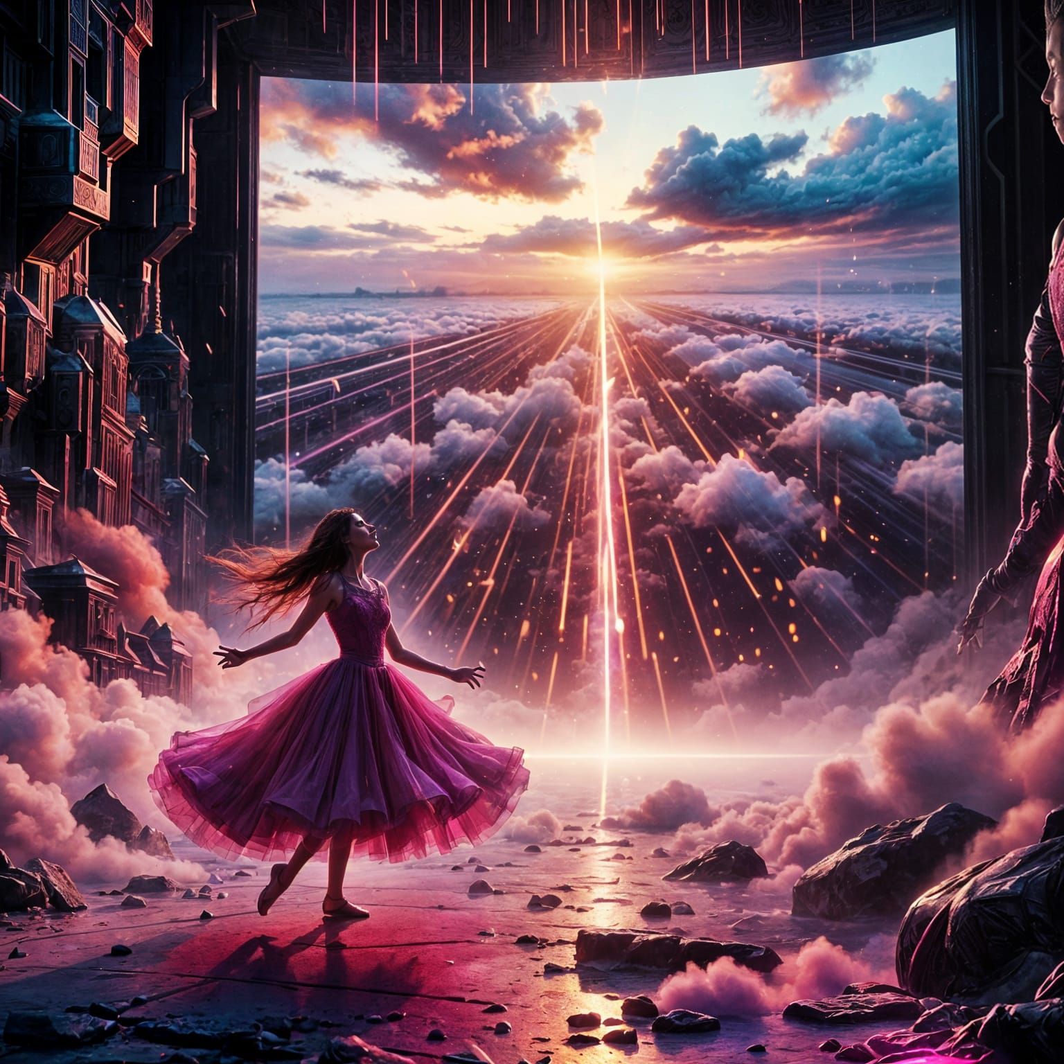 Ethereal Princess in Cyberpunk Dance Performance