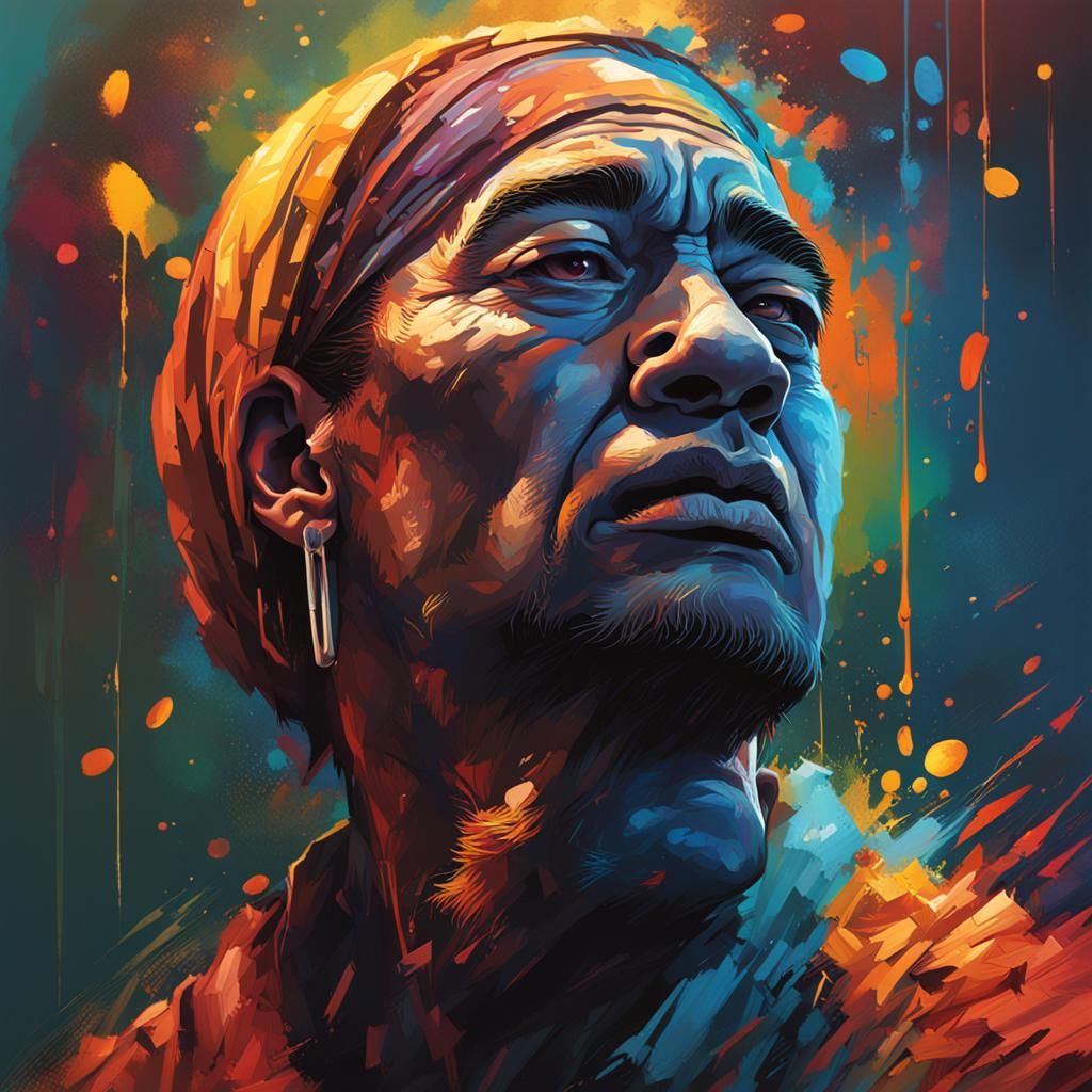 Hyperrealistic Grief in Splash Art Style