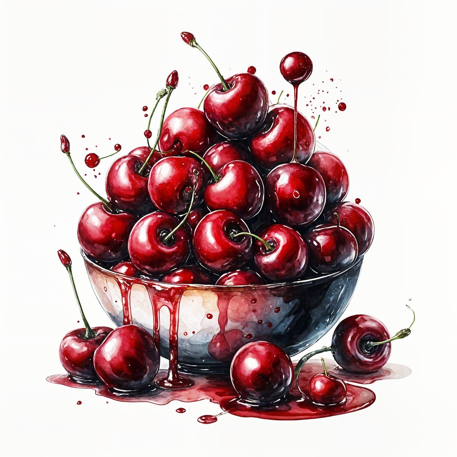 Luscious Cherries in Alcohol Ink Style